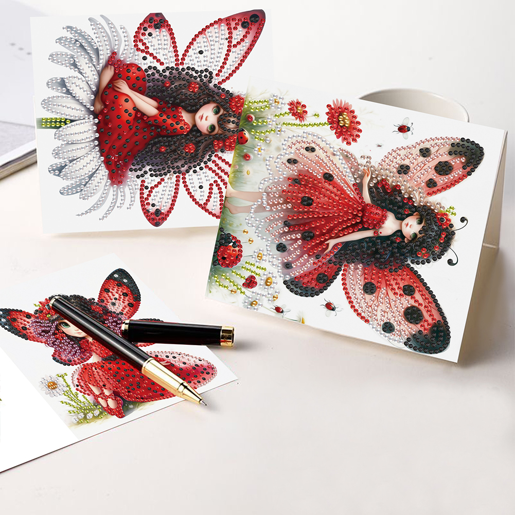 6Pcs DIY Diamond Painting Birthday Greeting Card - Elf Girl