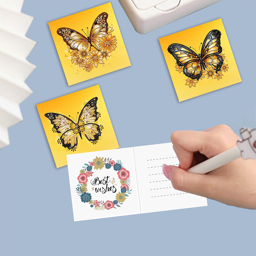 6pcs DIY Diamond Painting Greeting Card - Yellow Butterfly