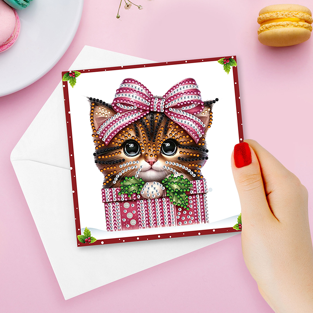 6Pcs DIY Diamond Painting Greeting Card - Gift Cat