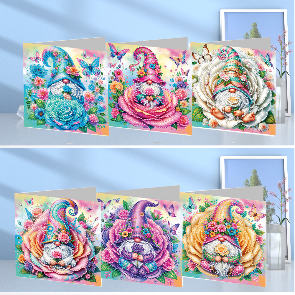 6Pcs DIY Diamond Painting Greeting Card - Gnome