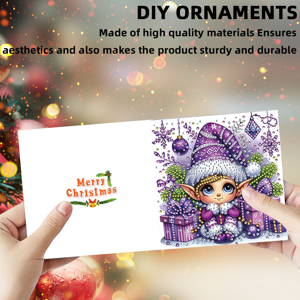 6Pcs DIY Diamond Painting Greeting Card - Purple Elf
