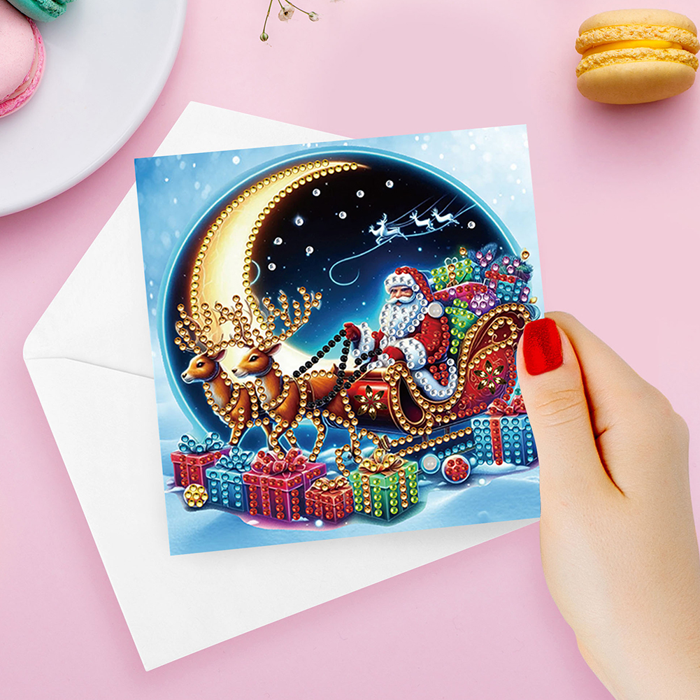 6Pcs DIY Diamond Painting Greeting Card - Xmas Santa Claus