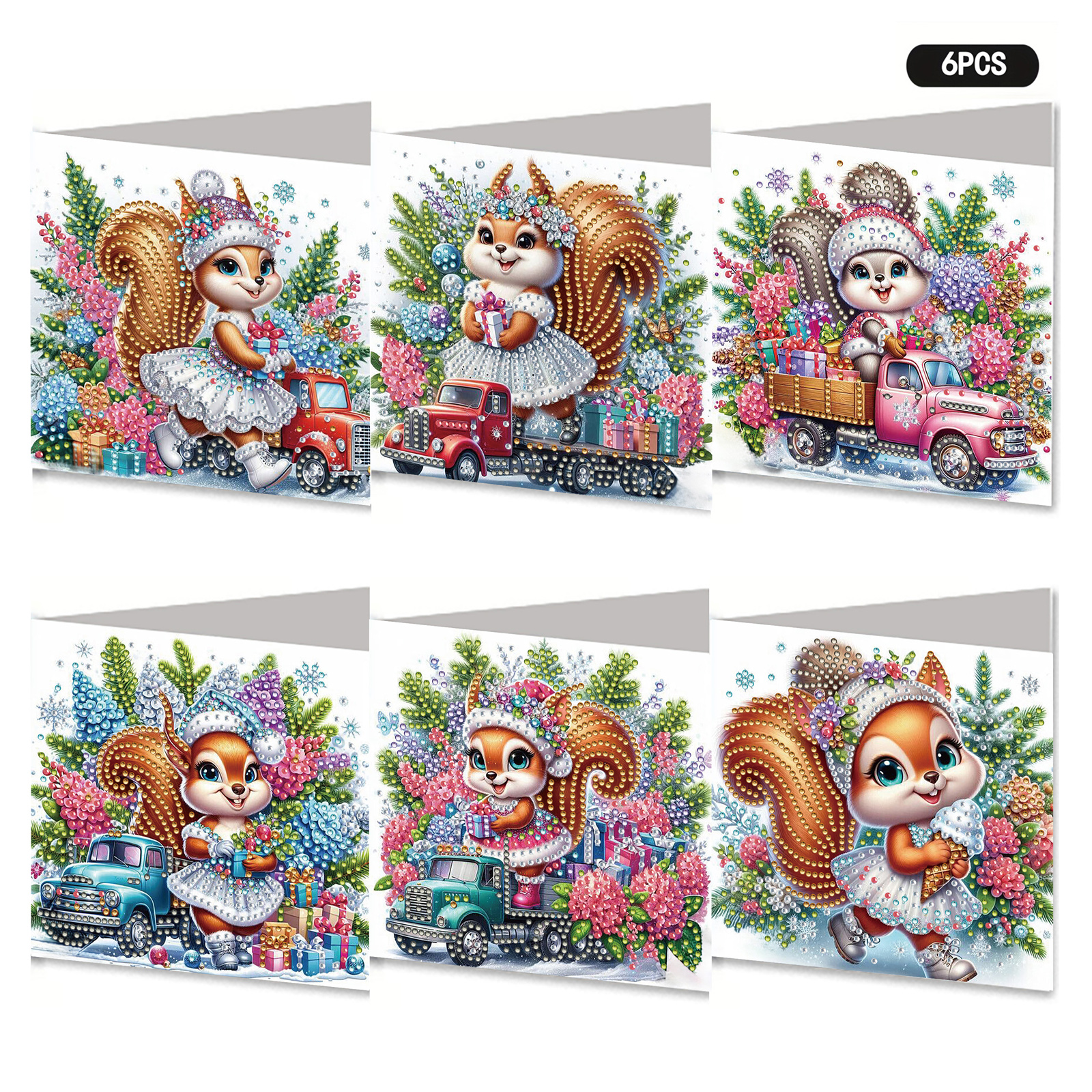 6Pcs DIY Diamond Painting Greeting Card - Squirrel