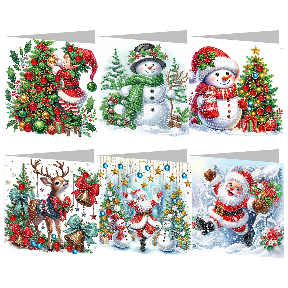 6Pcs DIY Diamond Painting Greeting Card - Christmas