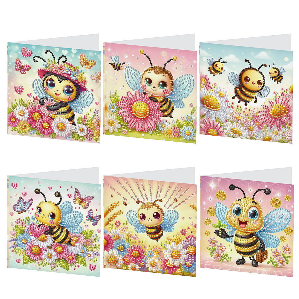 6Pcs DIY Diamond Painting Greeting Card - Bee Family