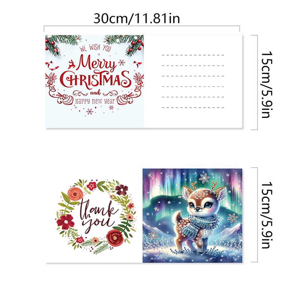 6Pcs DIY Diamond Painting Greeting Card - Christmas Winter Elk