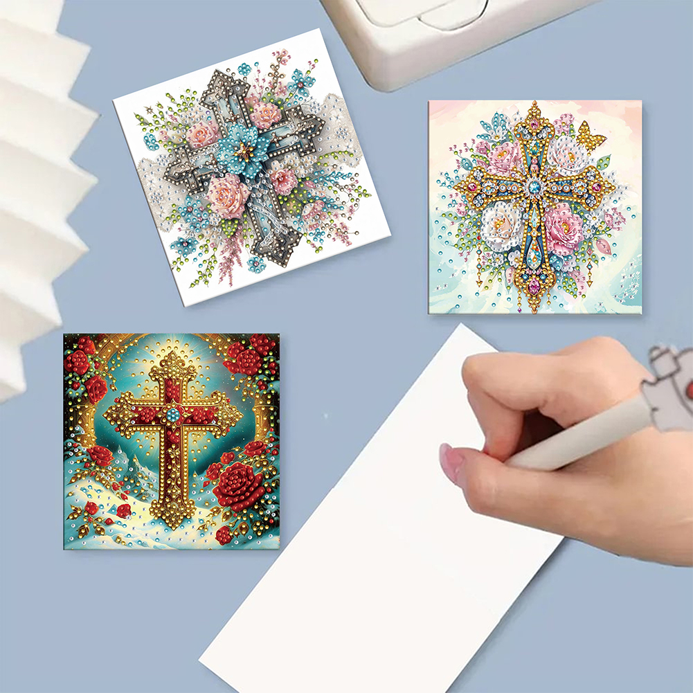 6Pcs DIY Diamond Painting Greeting Card - Cross