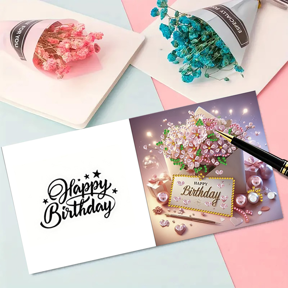 6Pcs DIY Diamond Painting Greeting Card - Birthday