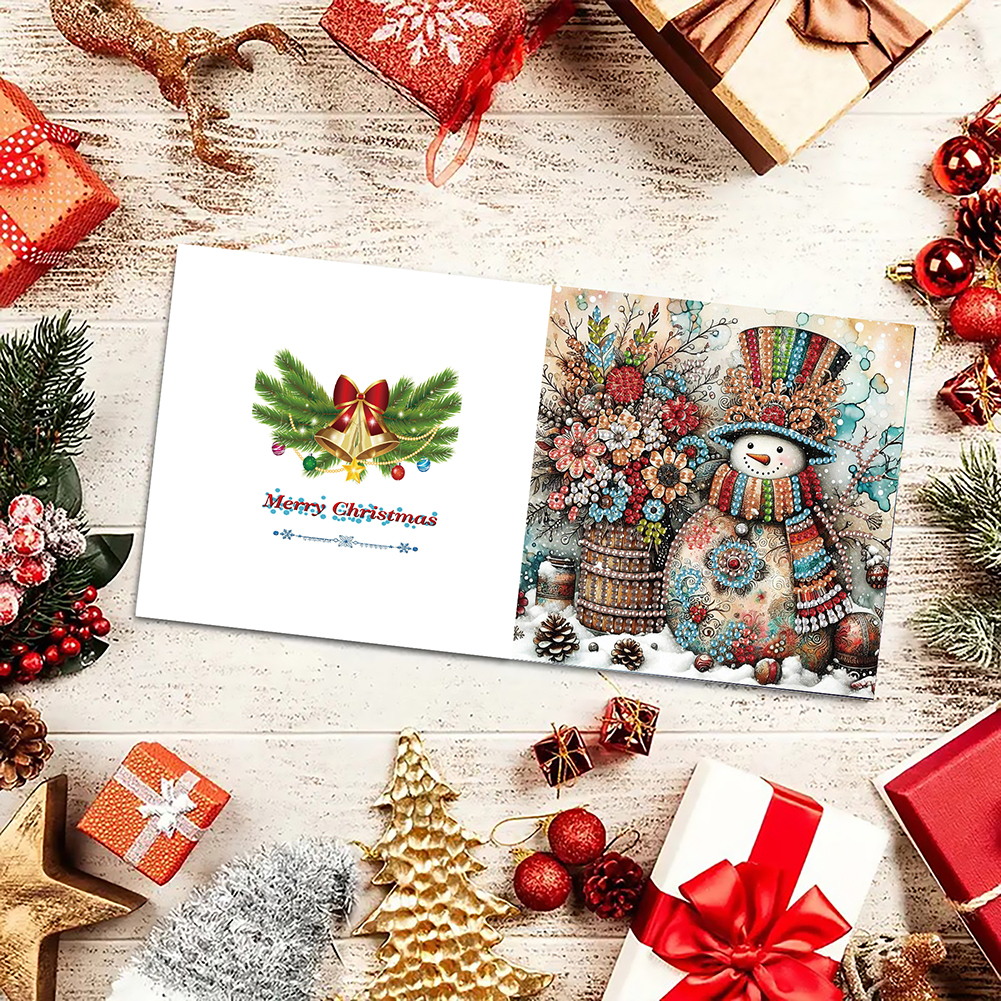 6Pcs DIY Diamond Painting Greeting Card - Snowman