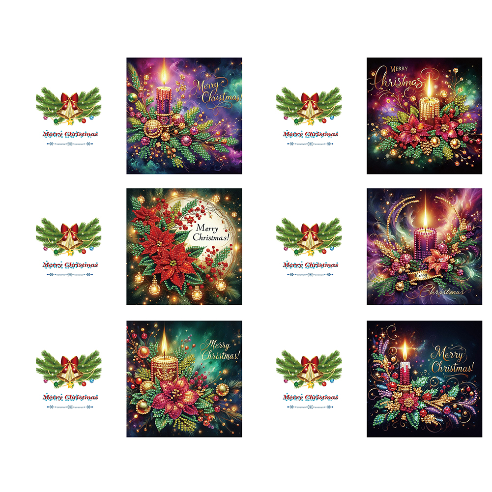 6Pcs DIY Diamond Painting Greeting Card - Christmas
