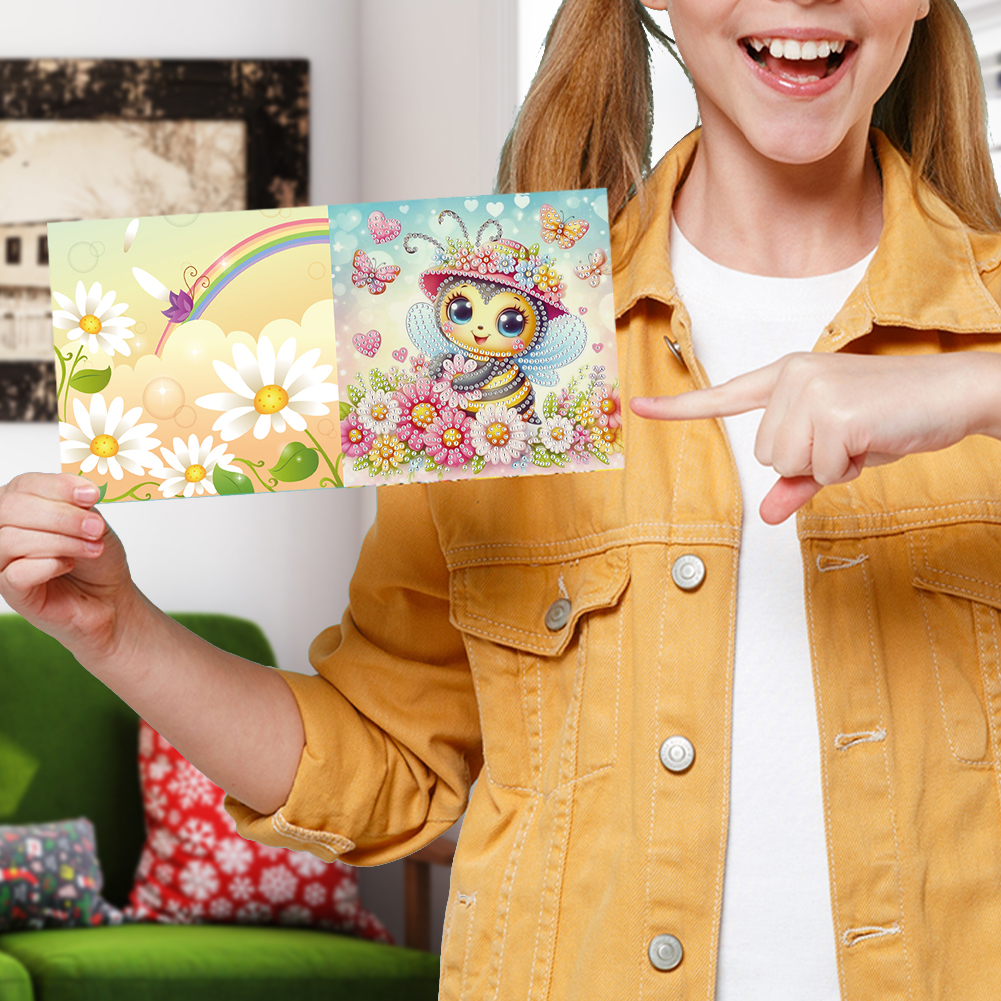 6Pcs DIY Diamond Painting Greeting Card - Bee Family