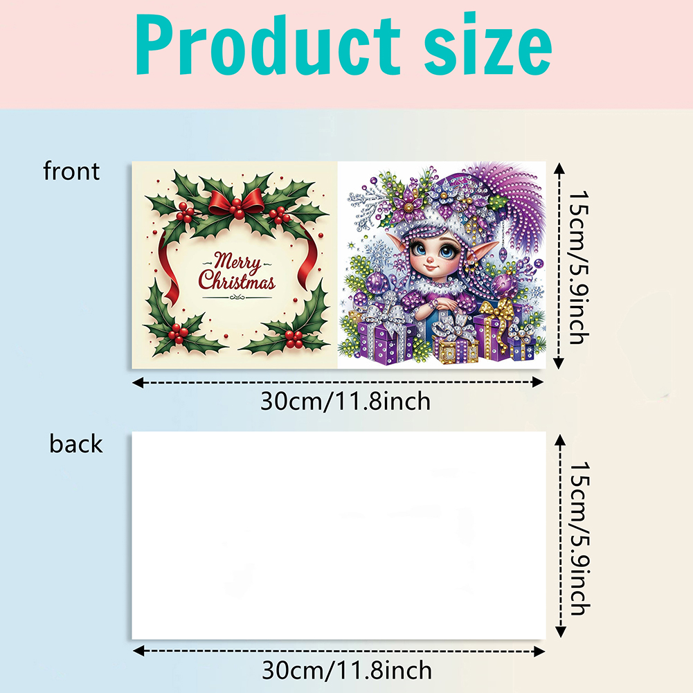6Pcs DIY Diamond Painting Greeting Card - Purple Elf