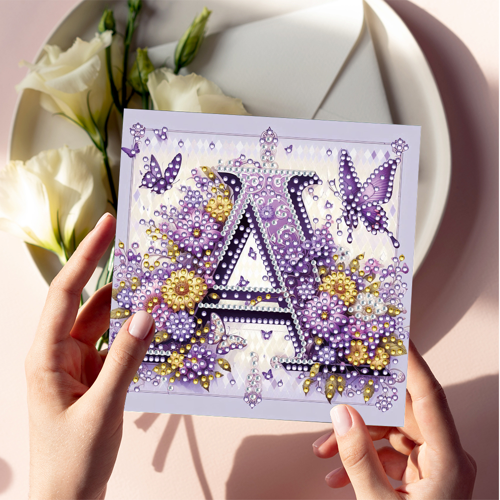 6Pcs DIY Diamond Painting Greeting Card - Letter
