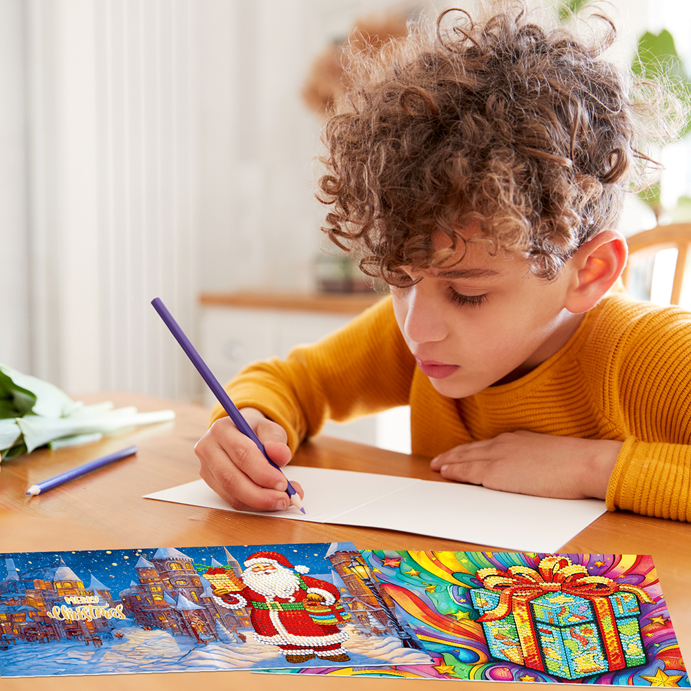 12pcs DIY Diamond Painting Greeting Card - Merry Christmas