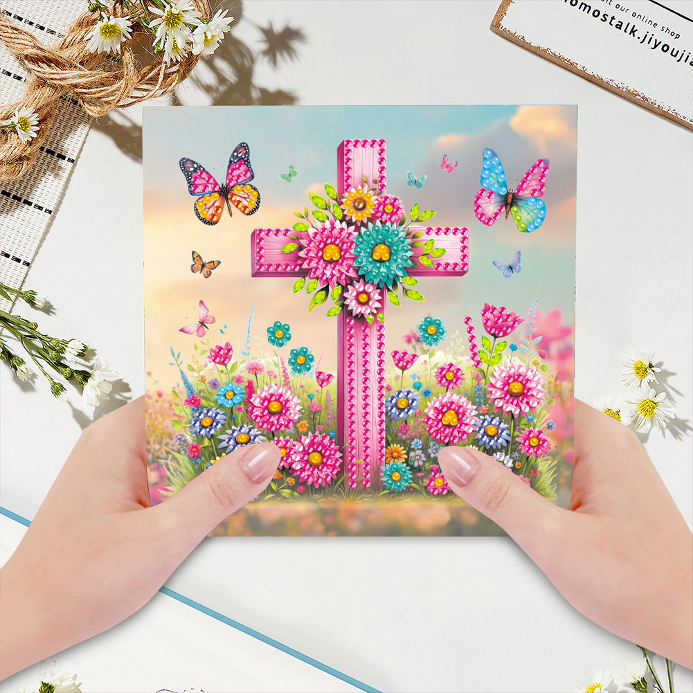 6Pcs DIY Diamond Painting Greeting Card - Cross