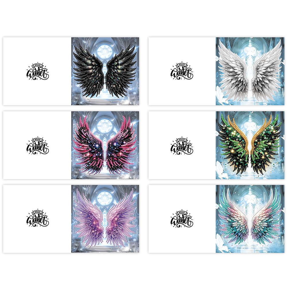 6Pcs DIY Diamond Painting Greeting Card - Angel Wings