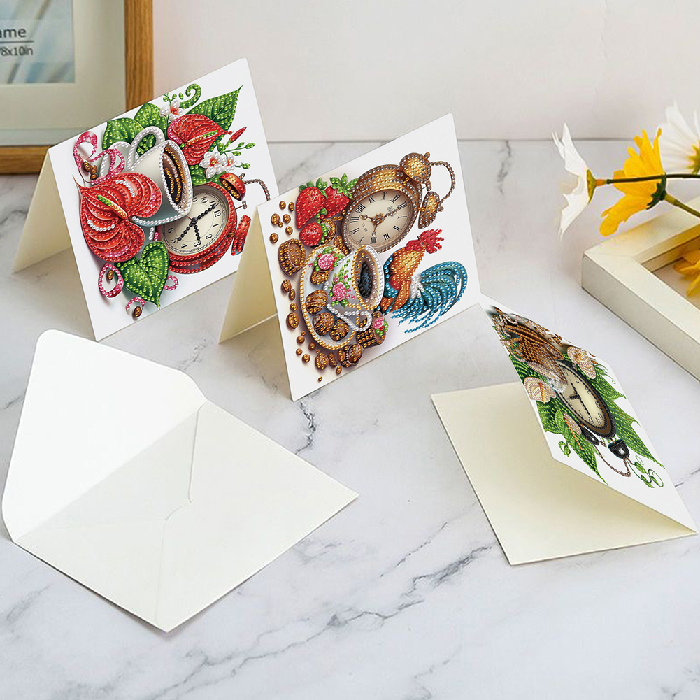 6Pcs DIY Diamond Painting Birthday Greeting Card - Coffee Afternoon Tea