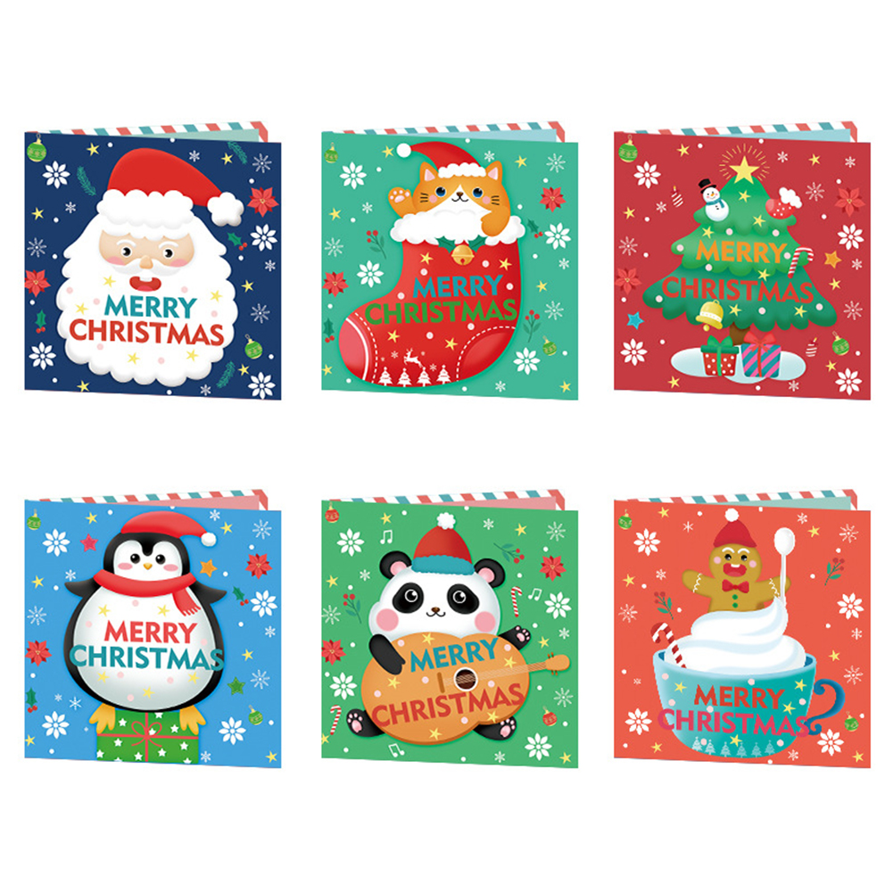 (Limited Stock)6pcs DIY Diamond Painting Greeting Card - Merry Christmas