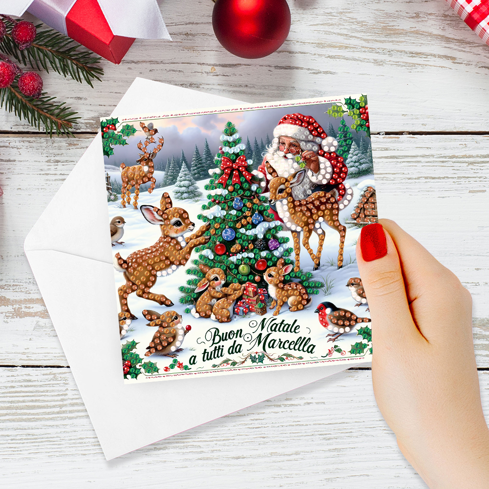 6Pcs DIY Diamond Painting Greeting Card - Christmas