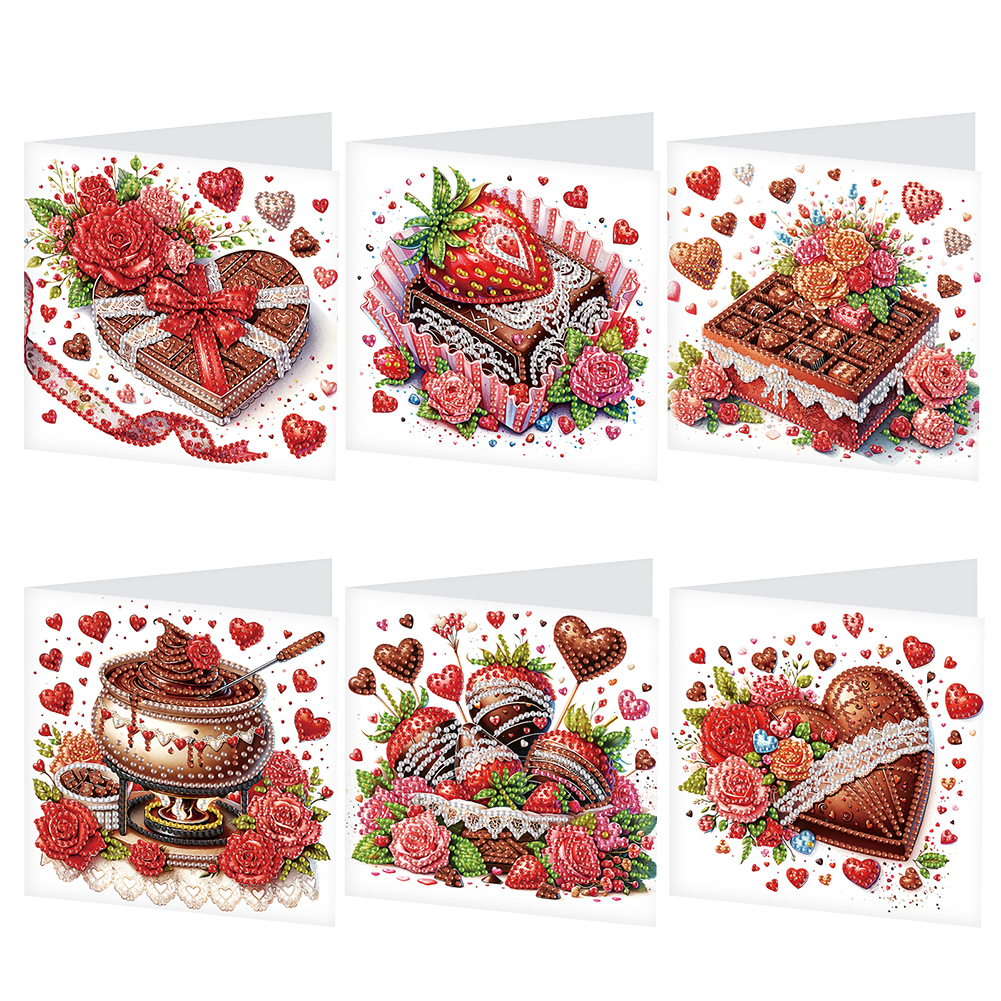 6Pcs DIY Diamond Painting Greeting Card - Love Chocolate