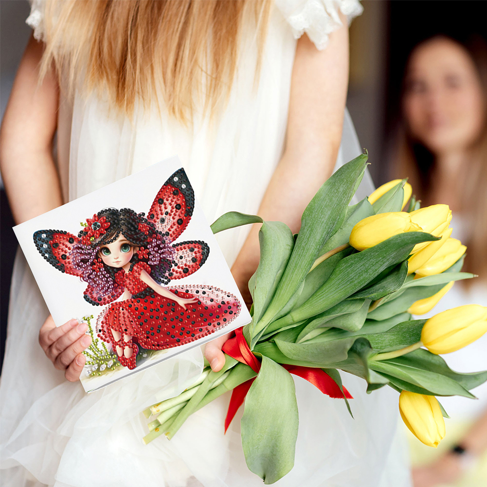 6Pcs DIY Diamond Painting Birthday Greeting Card - Elf Girl