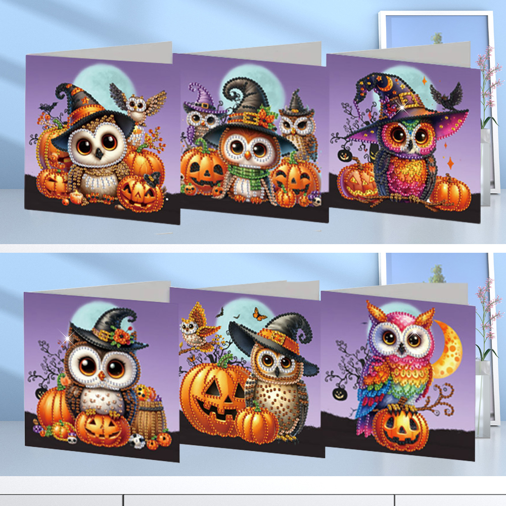 6Pcs DIY Diamond Painting Greeting Card - Halloween Cat