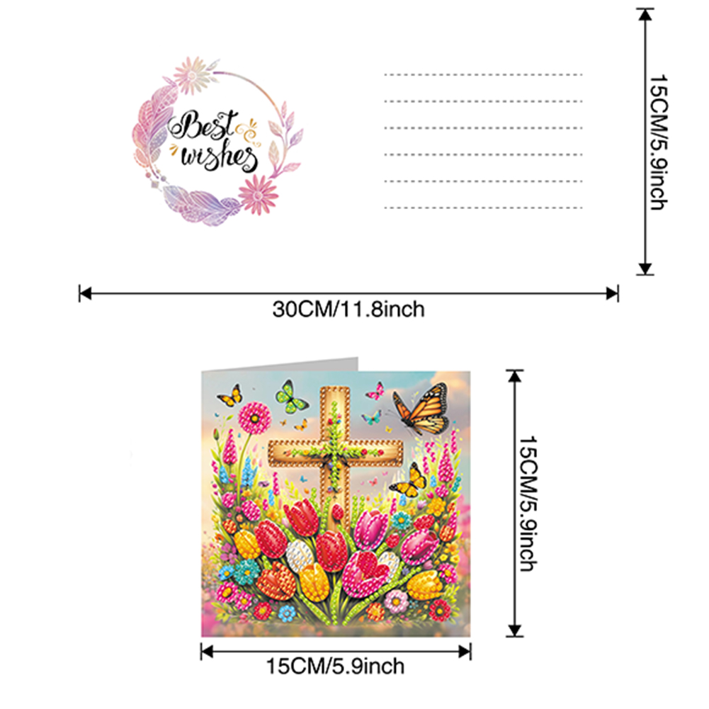 6Pcs DIY Diamond Painting Greeting Card - Cross