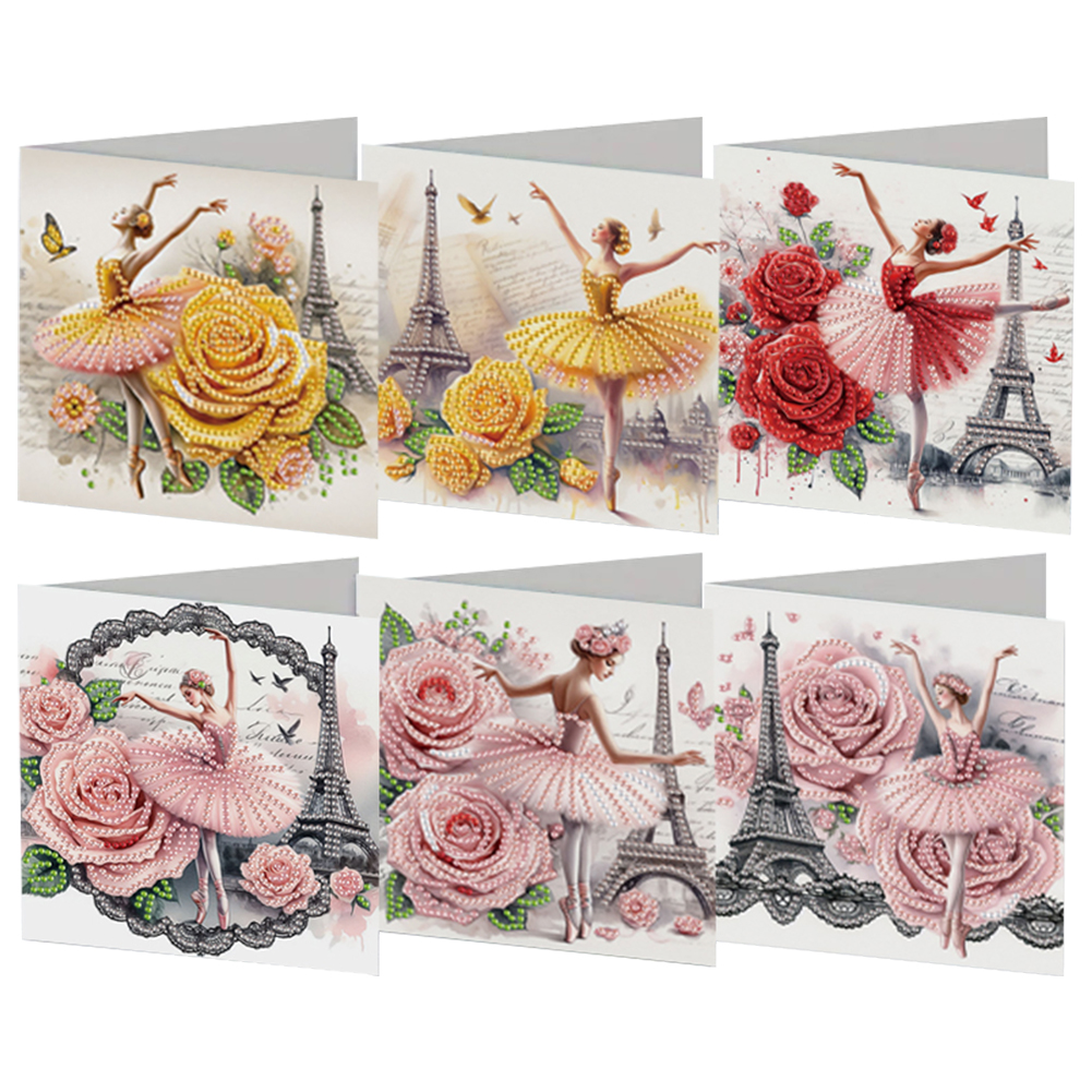6Pcs DIY Diamond Painting Greeting Card - Ballet