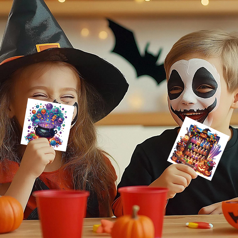 6Pcs DIY Diamond Painting Greeting Card - Halloween Designs