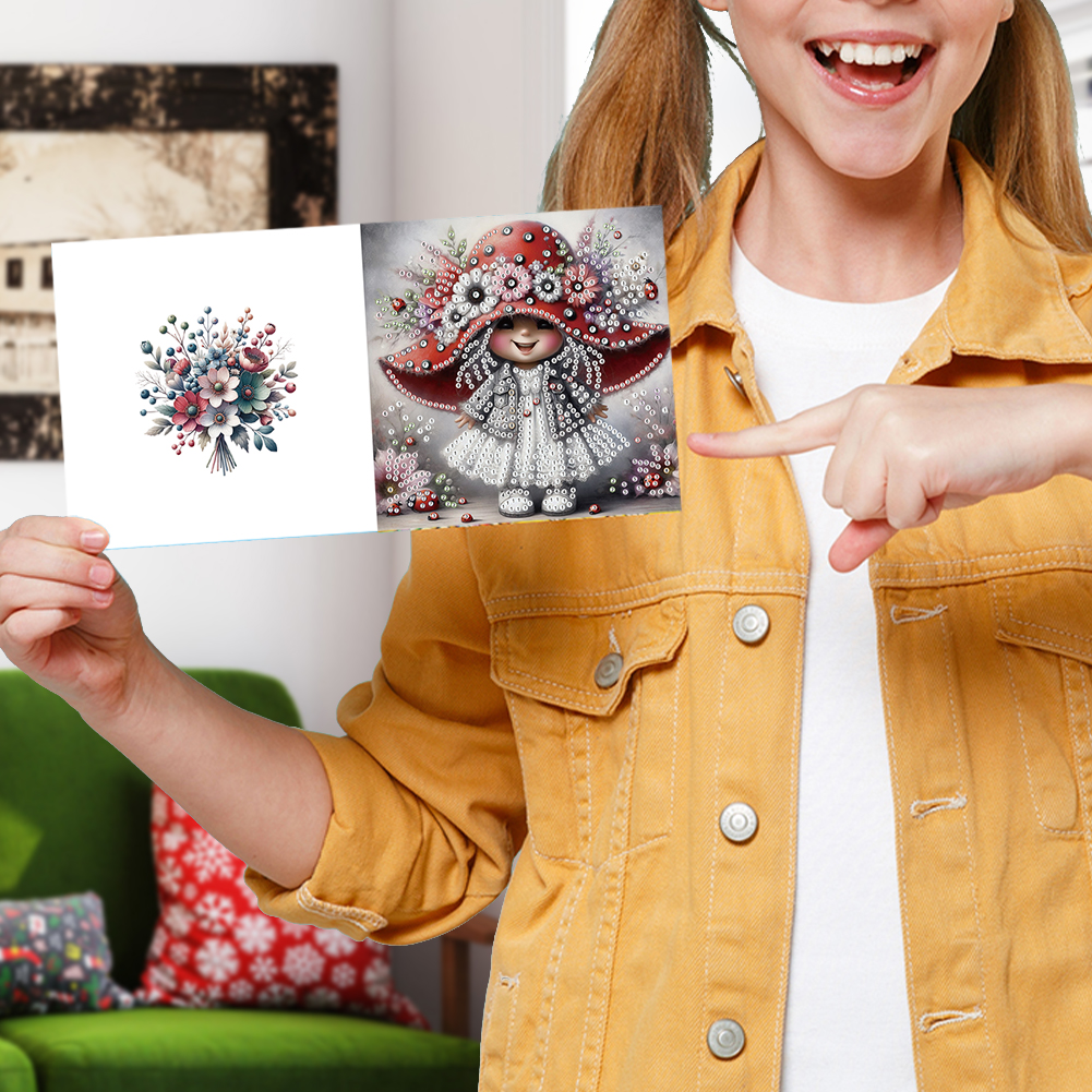 6Pcs DIY Diamond Painting Greeting Card - Girl