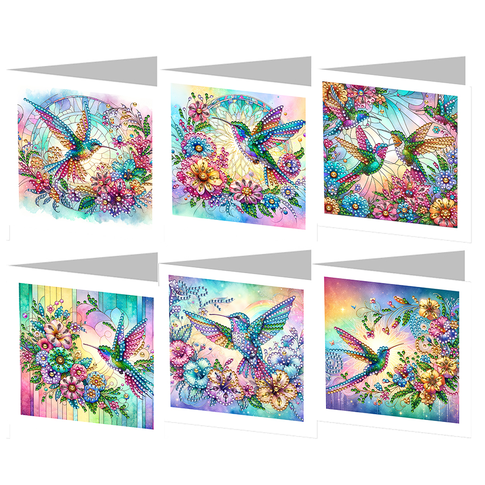 6pcs DIY Diamond Painting Greeting Card - Hummingbird
