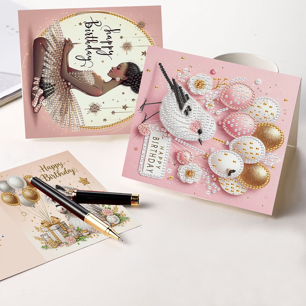 6Pcs DIY Diamond Painting Birthday Greeting Card - Birthday Animal for Adults