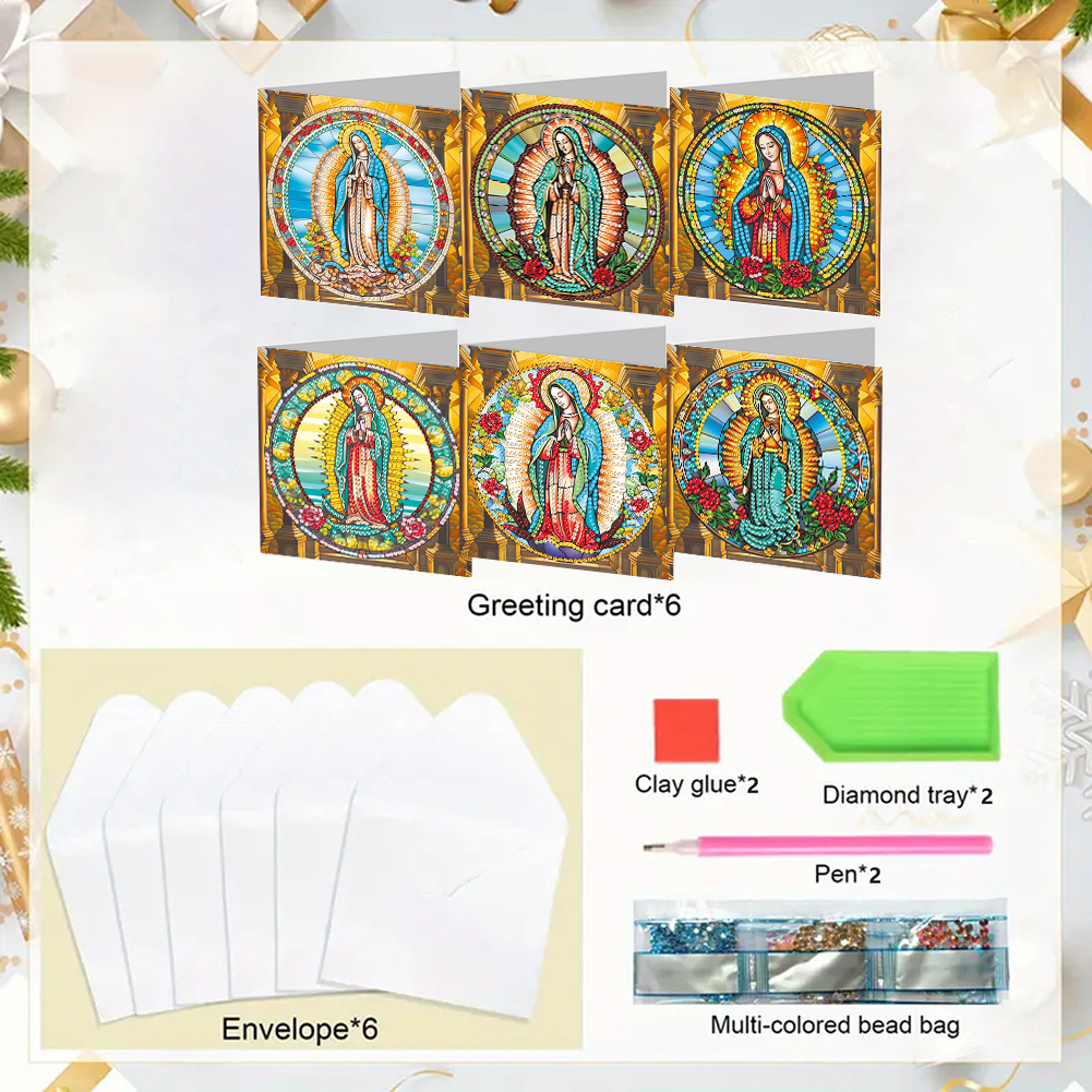 6Pcs DIY Diamond Painting Greeting Card - Faith Family