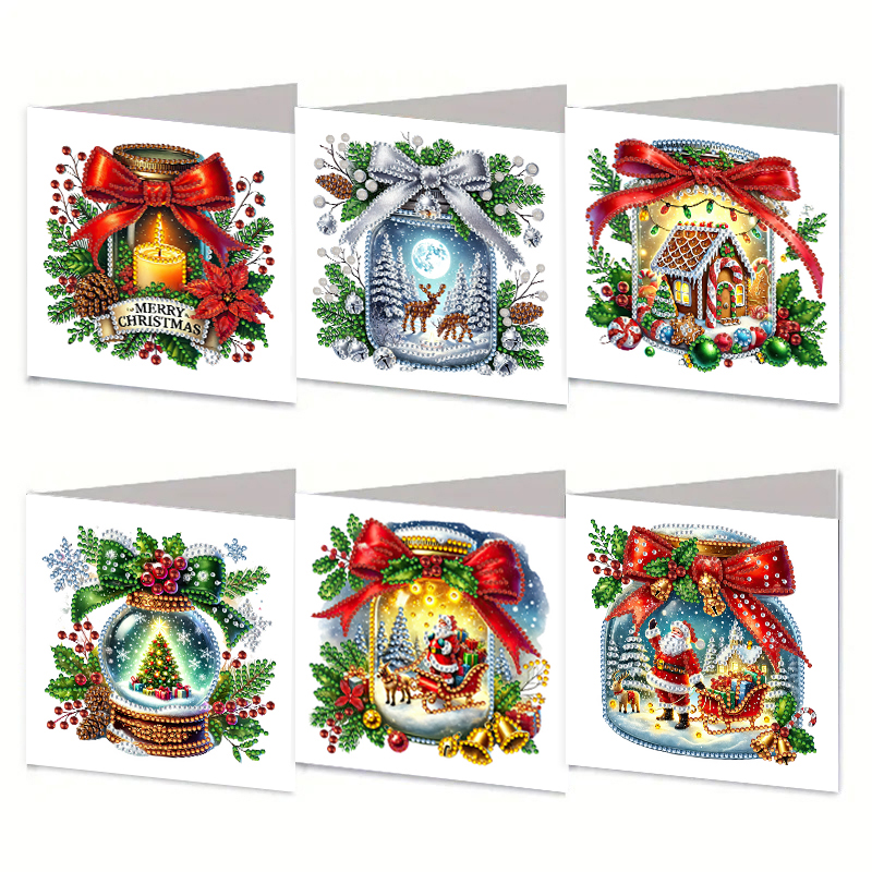 6Pcs DIY Diamond Painting Greeting Card - Merry Christmas