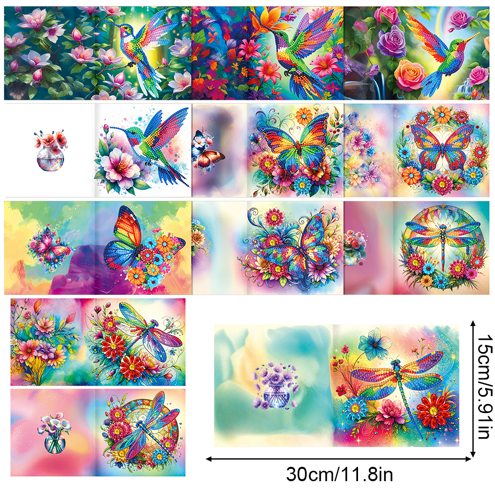 12Pcs DIY Diamond Painting Greeting Card - Animal