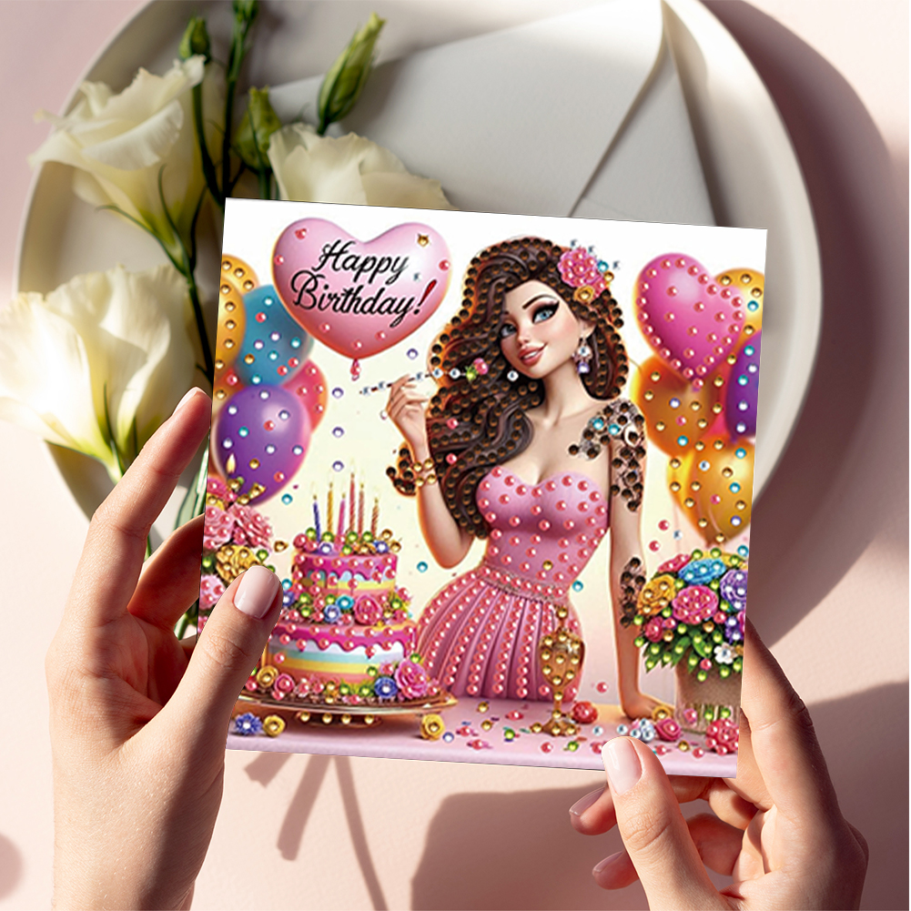 6Pcs DIY Diamond Painting Greeting Card - Birthday