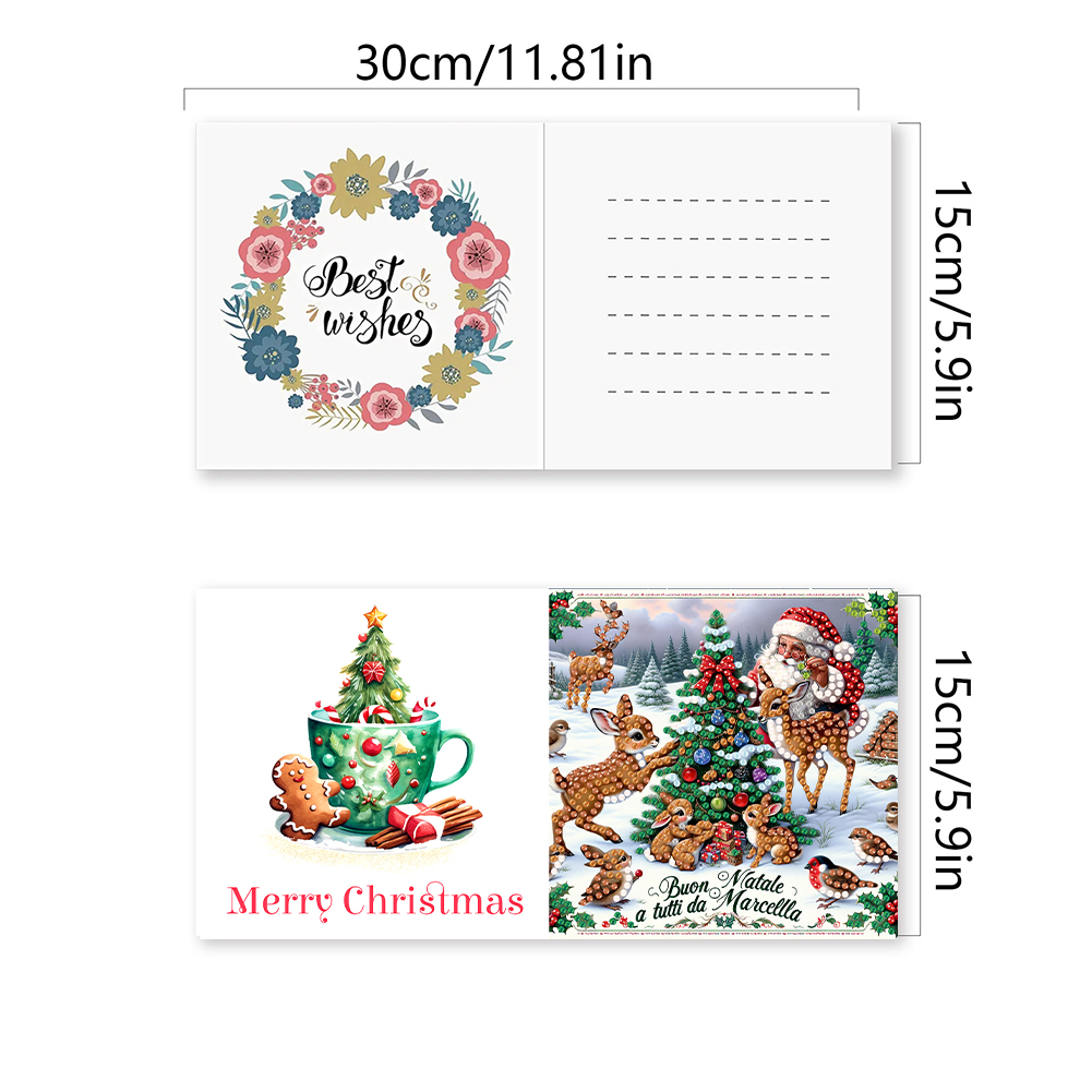 6Pcs DIY Diamond Painting Greeting Card - Christmas
