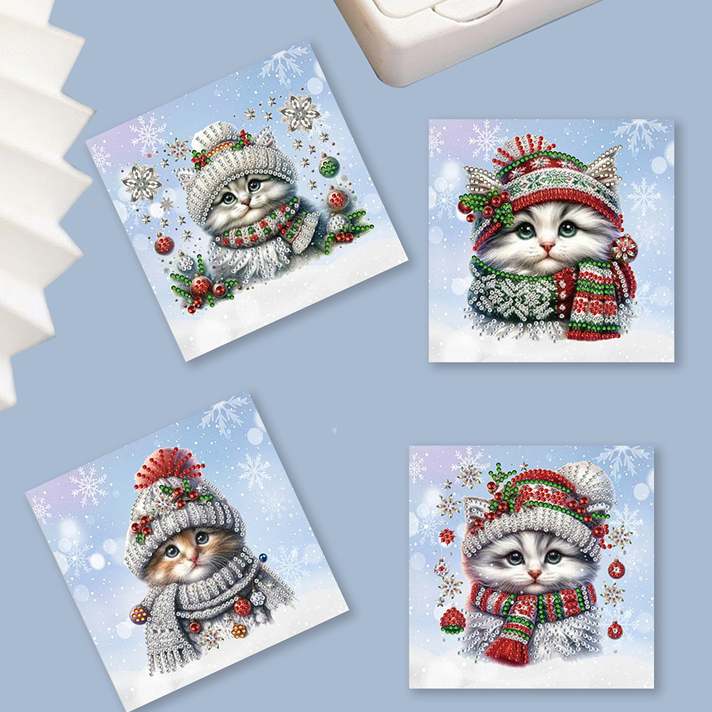 6Pcs DIY Diamond Painting Greeting Card - Kitten