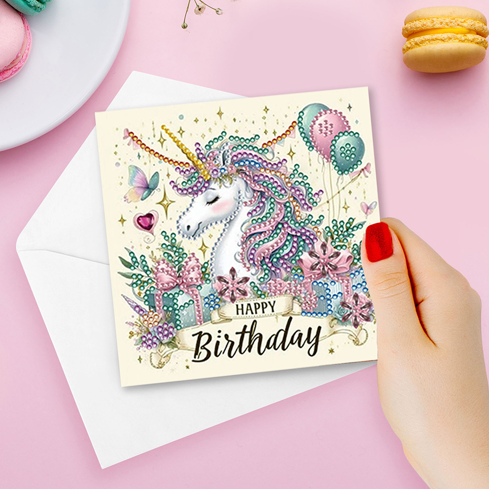 8Pcs DIY Diamond Painting Birthday Greeting Card - Birthday