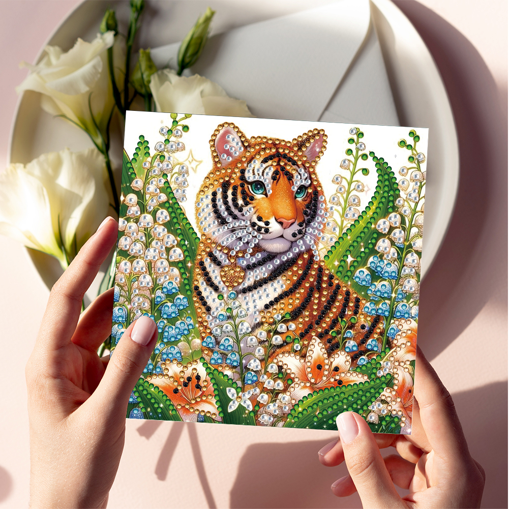 6Pcs DIY Diamond Painting Greeting Card - Tiger
