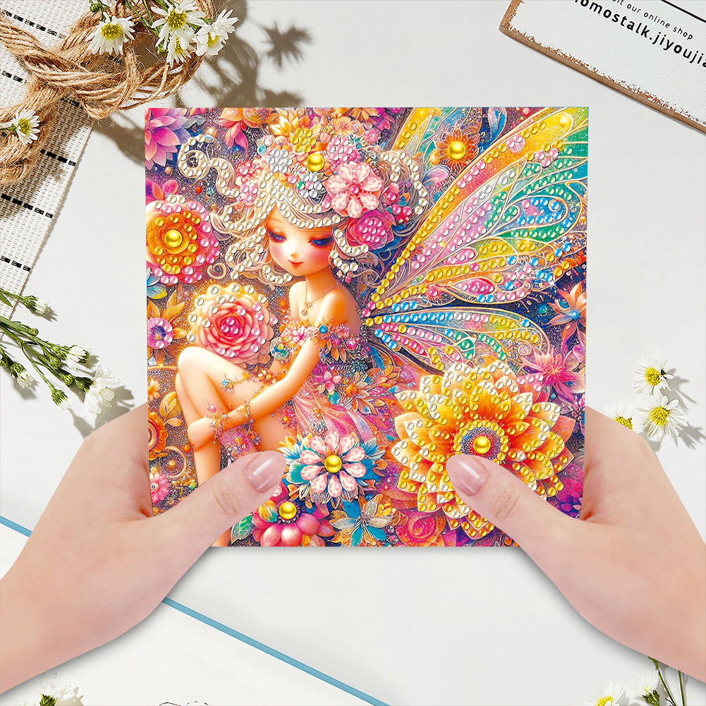 6Pcs DIY Diamond Painting Greeting Card - Girl