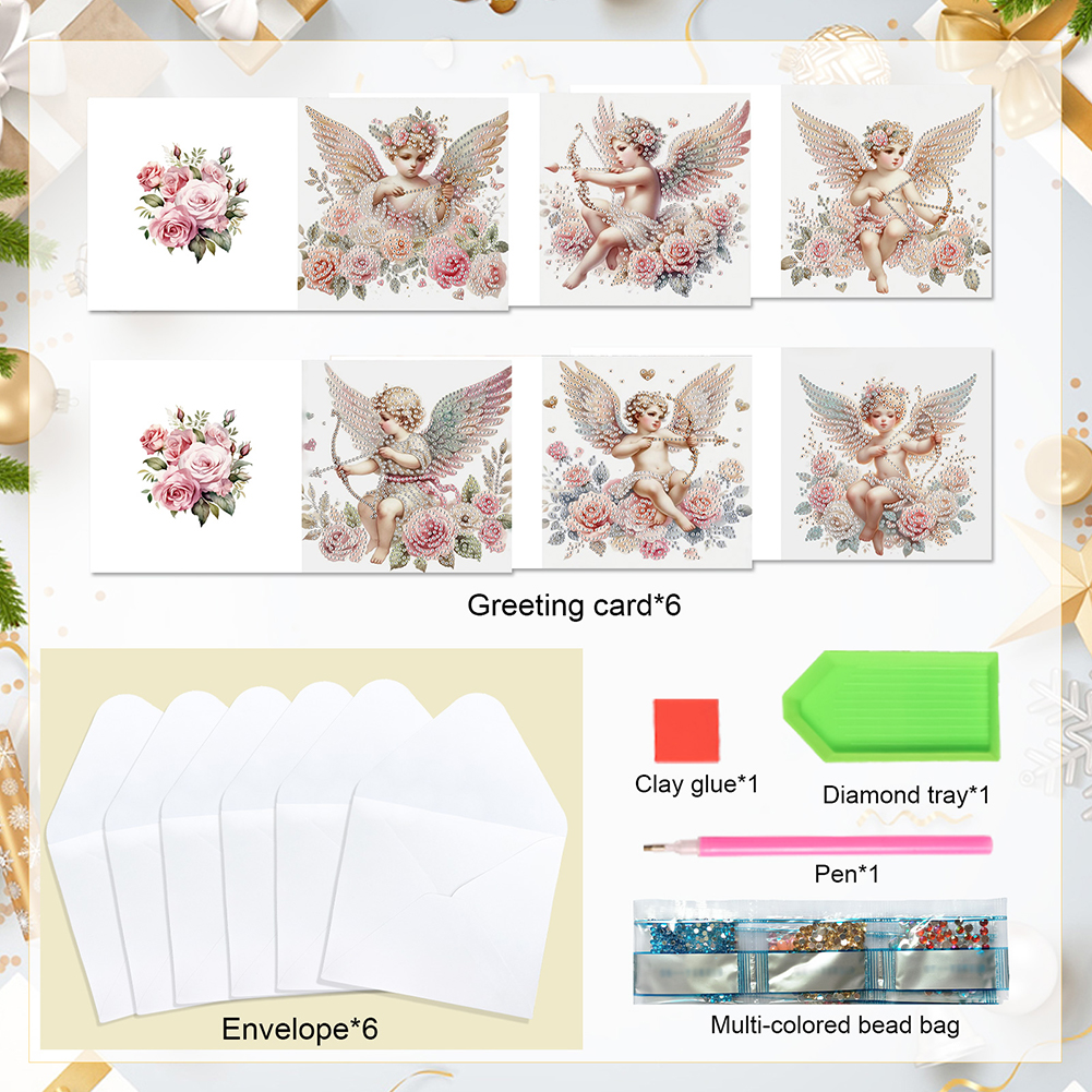 6Pcs DIY Diamond Painting Birthday Greeting Card - Cupid Angel