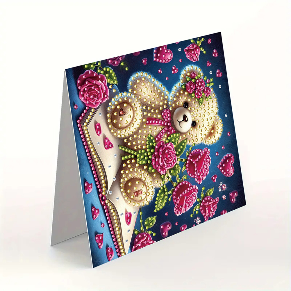 6Pcs DIY Diamond Painting Greeting Card - Bear