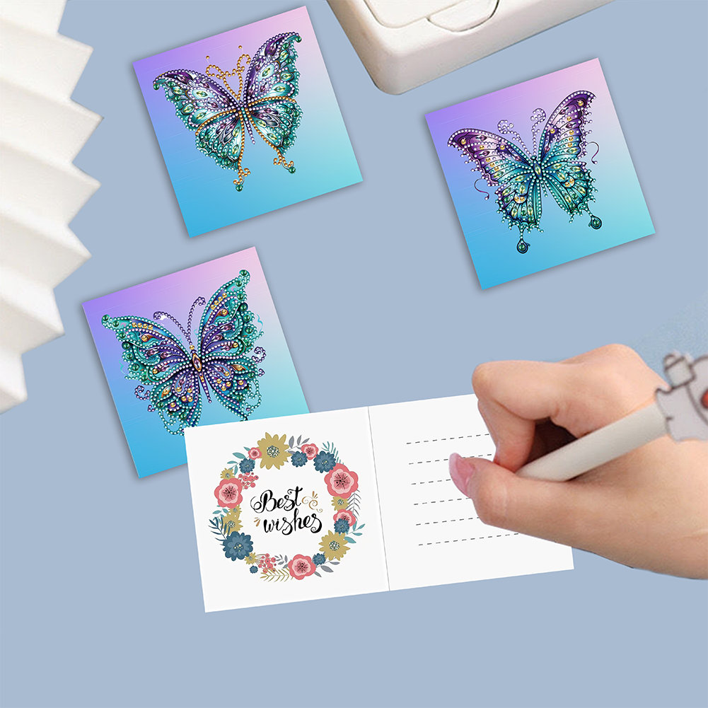 6pcs DIY Diamond Painting Greeting Card - Blue Butterfly