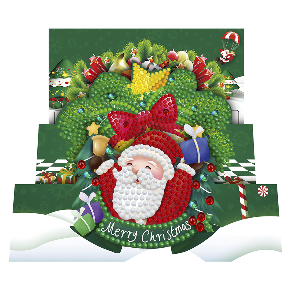 (Limited Stock)Everydayedeals 8pcs DIY Diamond Greeting Card Special-shaped Part Drill Christmas Postcard