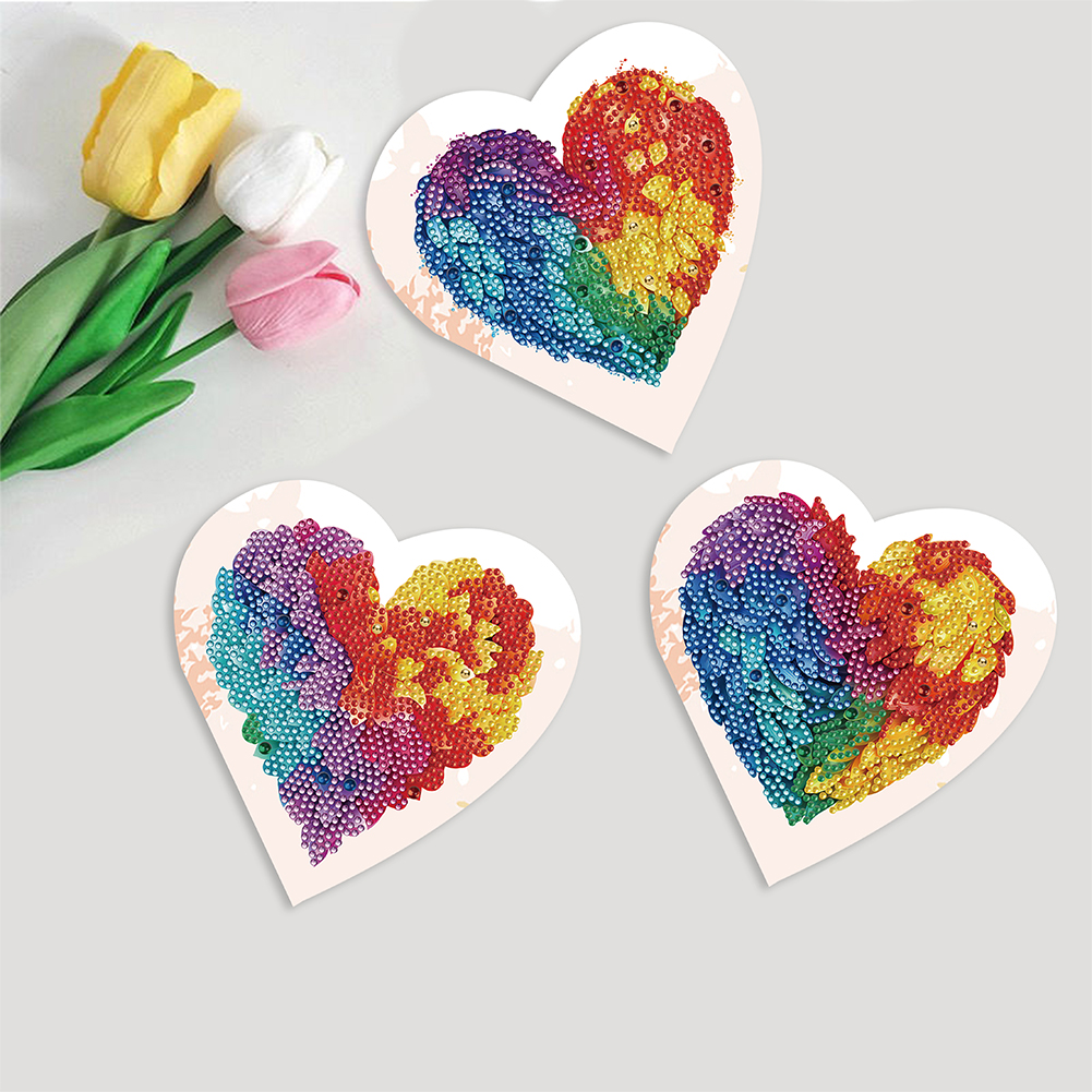 (Limited Stock)6pcs DIY Diamond Painting Greeting Card - Colorful Heart