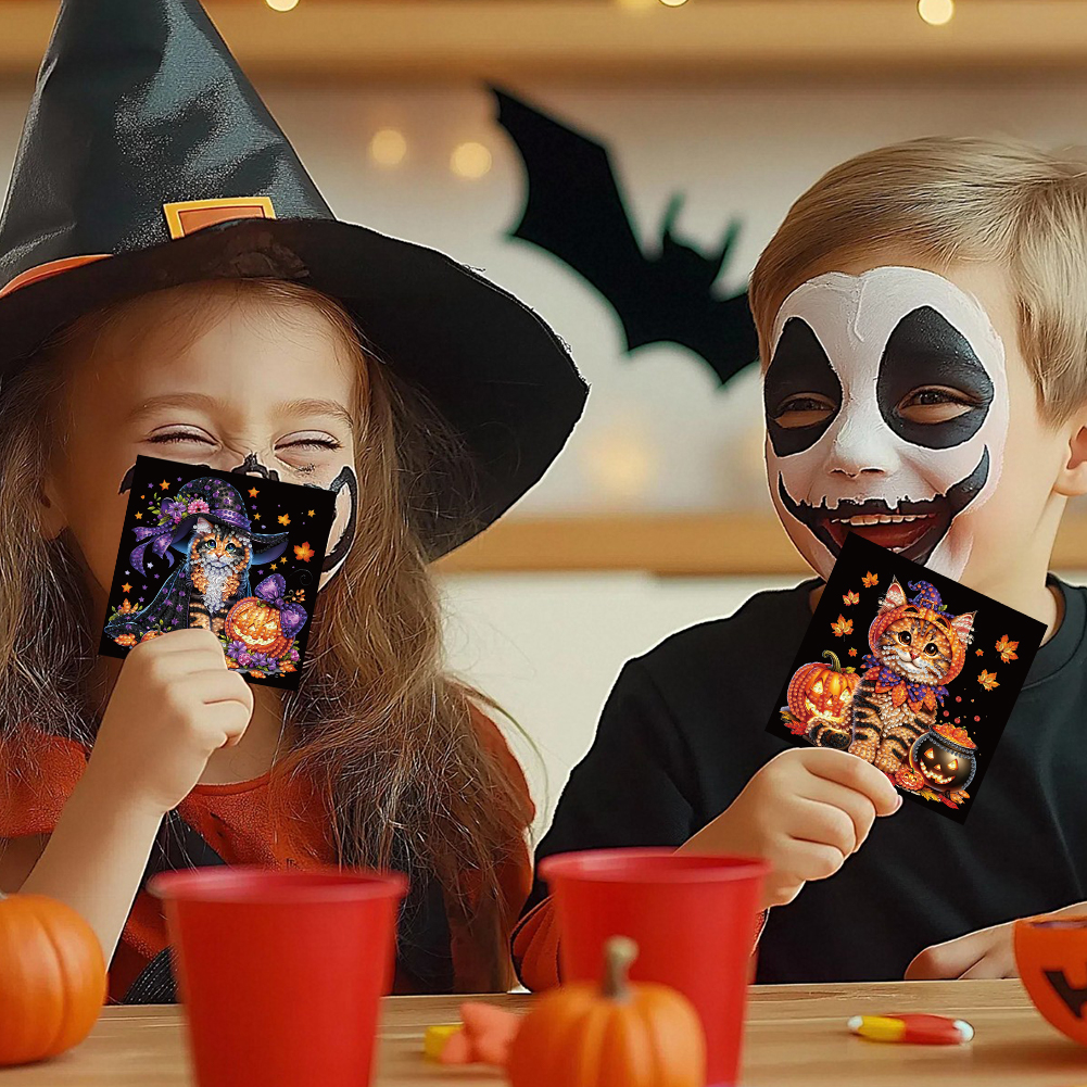 6Pcs DIY Diamond Painting Greeting Card - Halloween Designs