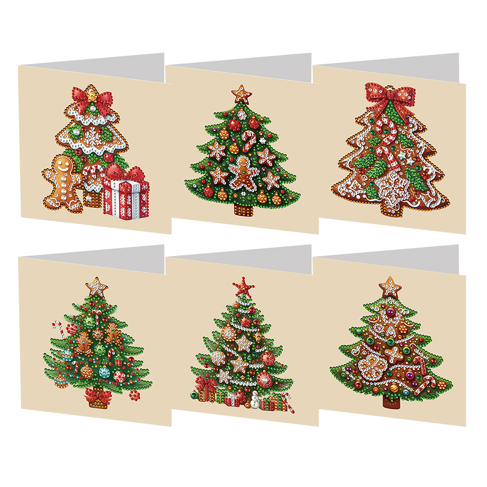 6Pcs DIY Diamond Painting Greeting Card - Christmas Tree