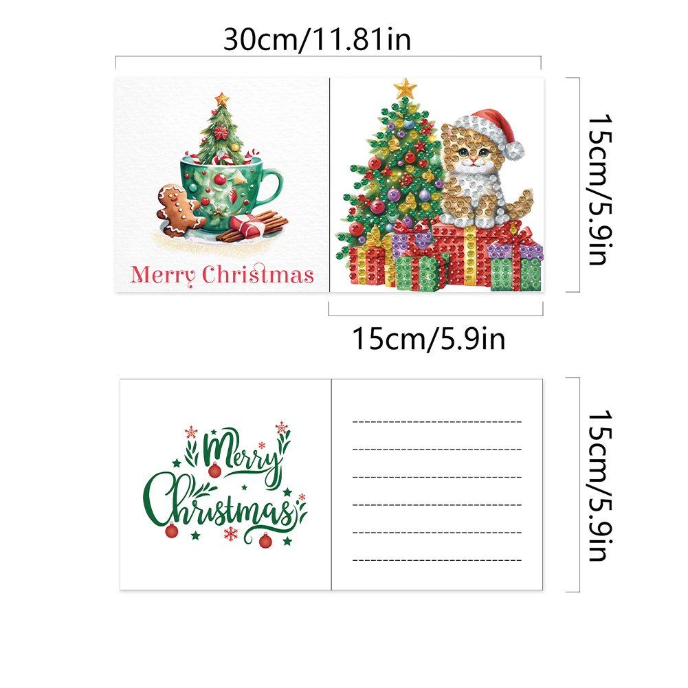 (Limited Stock)6Pcs DIY Diamond Painting Greeting Card - Merry Christmas