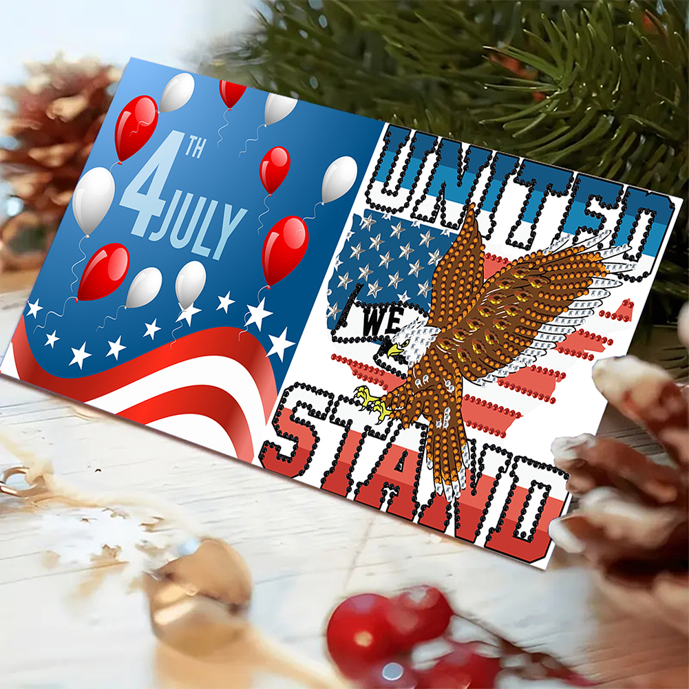 6Pcs DIY Diamond Painting Greeting Card - Independence Day